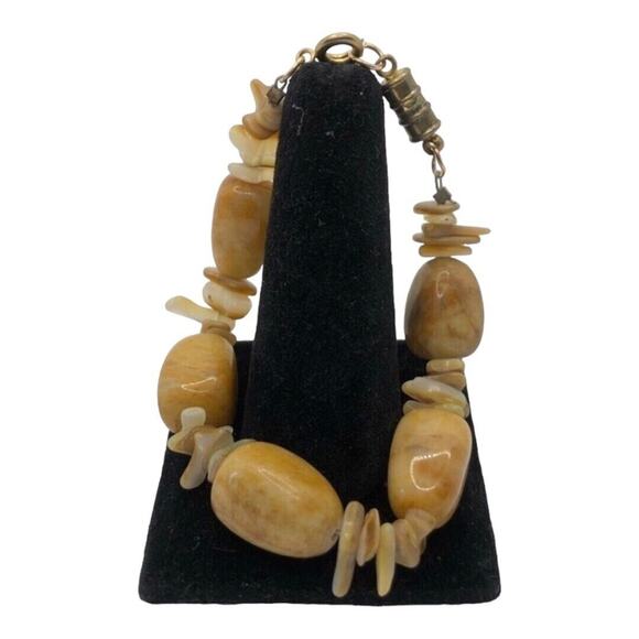 Gorgeous Unique Natural Brown And Tan Gemstone Magnetic Closure Bracelet - Picture 5 of 5